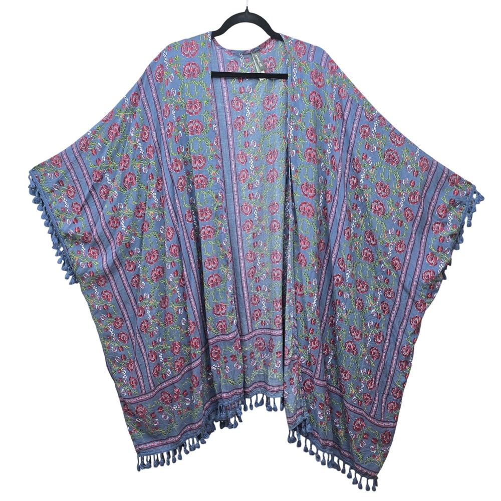 Adore Me Womens Bohemian Floral Kimono Swim Cover-up Travel Beach Coastal Vacay